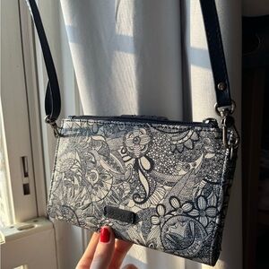 Blue Paisley Print Crossbody Purse